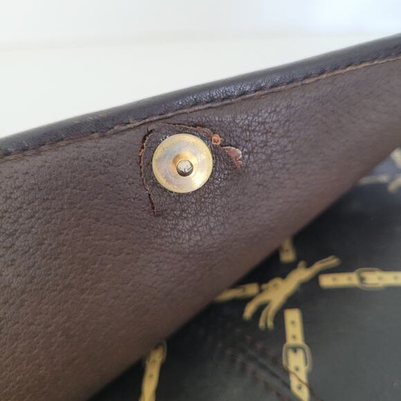 Longchamp Paris Signature Geniue Leather Brown Flap Shoulder Bag Purse Medium - Picture 9 of 10